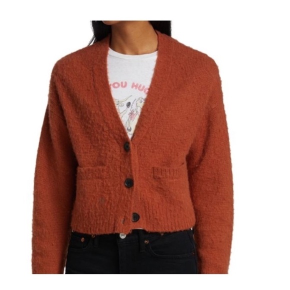Redone Women's 90s-Inspired Wool Alpaca Blend Cropped Cardigan Size Medium - Picture 1 of 9